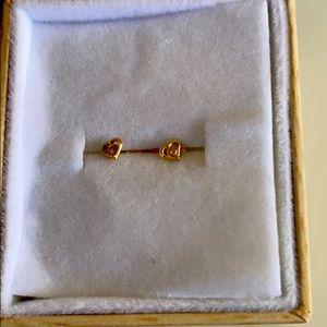 14K solid gold micro heart studs